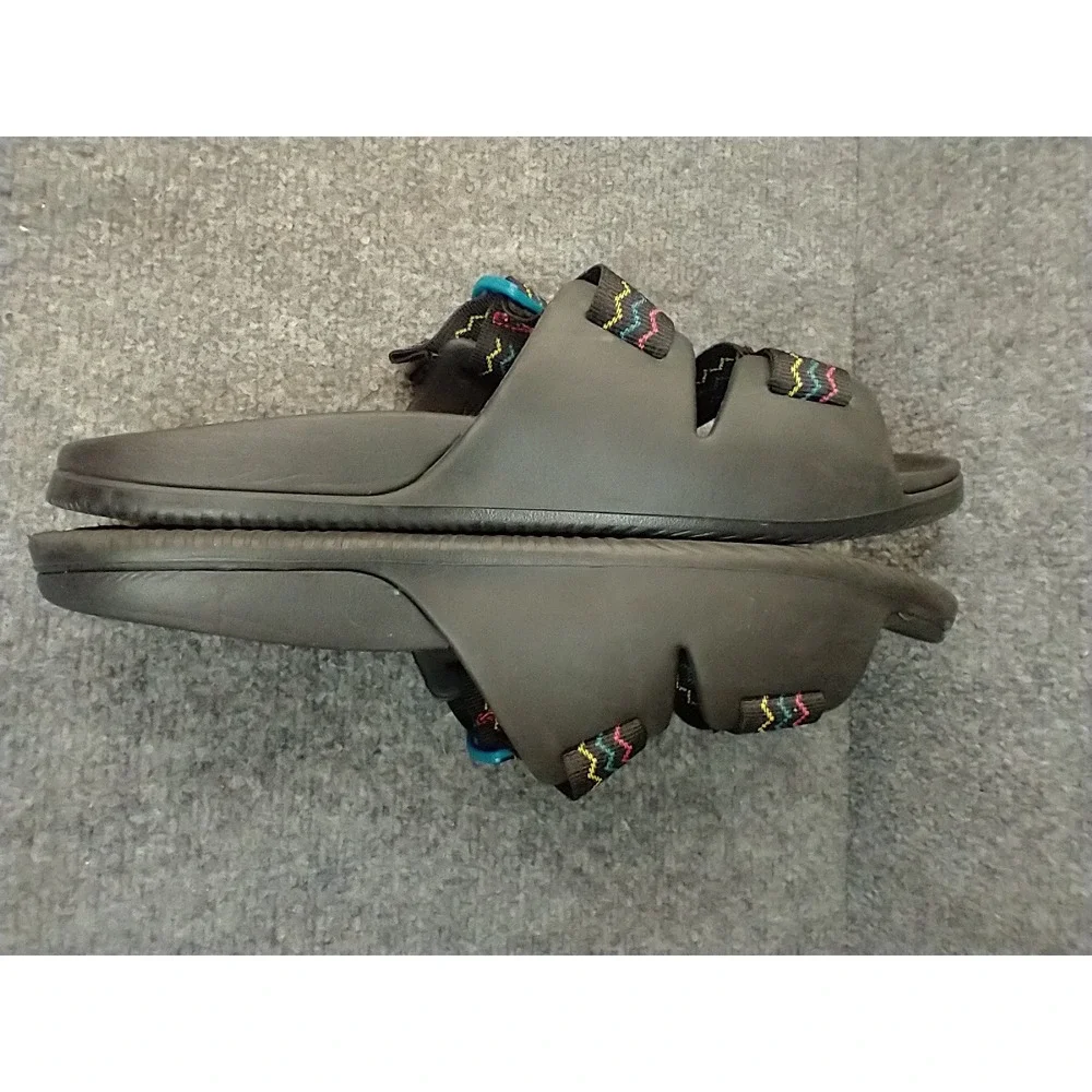 Chaco Chillos Slide Sandals Men 10 Black Multi Color Strap Adjustable Buckle